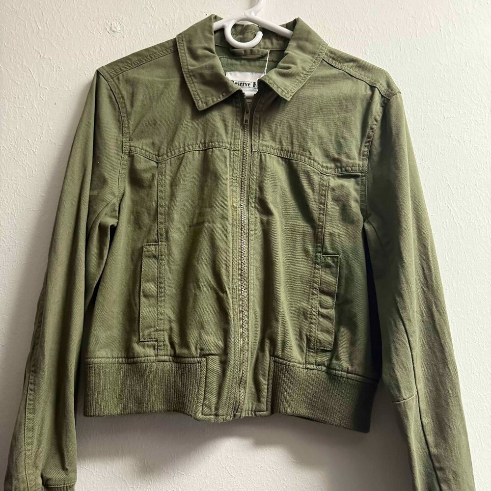 Women's Reserve Fairfax Green Khaki Short Jacket, 100% Cotton Size: Small, EUC